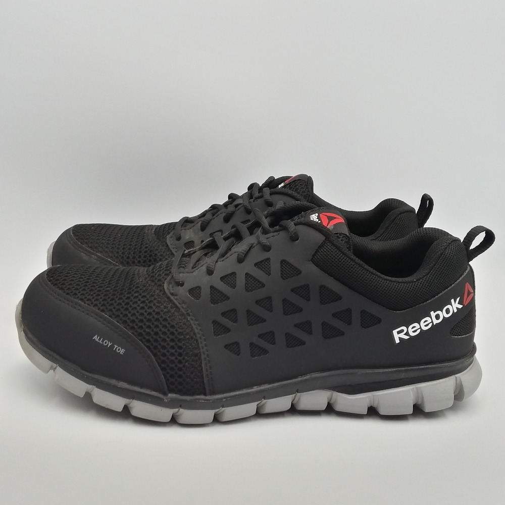 Reebok Sublite Cushion Work Mens 10 Black Alloy Safety Toe Slip Resistant Shoes - Picture 3 of 14